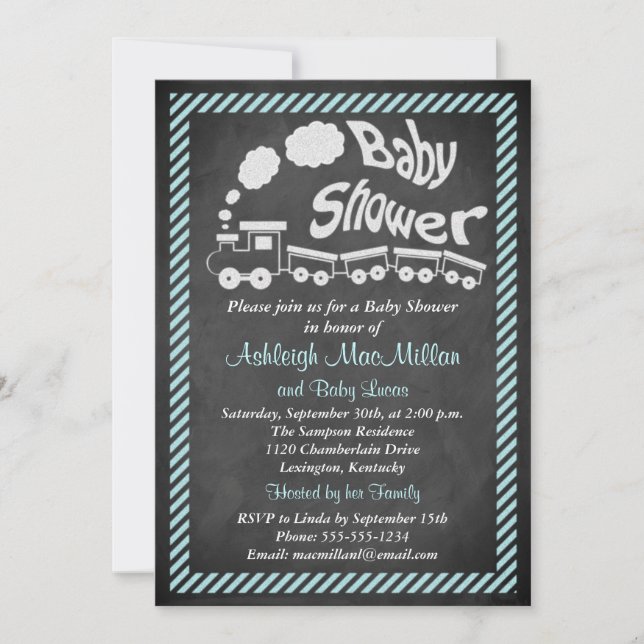 Invitación El tren de Baby Shower de la pizarra invita - al (Anverso)