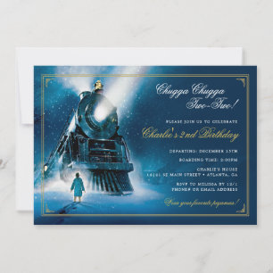 Invitación El tren Polar Express   Segundo cumpleaños de Paja