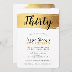 Invitación El trigésimo cumpleaños ELEGANTE invita al falso