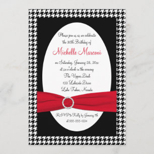 Invitación El trigésimo cumpleaños negro, blanco, rojo de