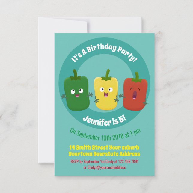 Invitación El trío de capsicum de pimiento lindo personalizad (Anverso)