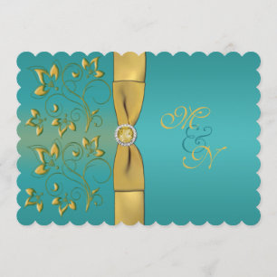 Invitación El trullo IMPRESO de la CINTA, monograma floral