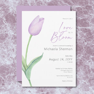 Invitación El Tulipán Púrpura Moderno Amor En La Ducha De Blo
