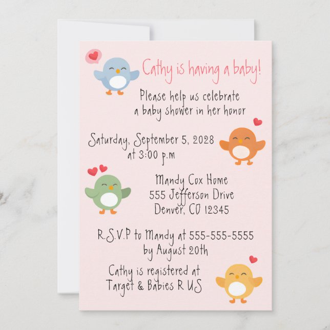 Invitación El Twitter en la Baby Shower urbana (Anverso)
