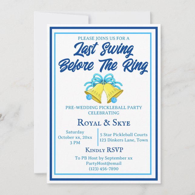 Invitación El último giro antes del Boda de baloncesto azul (Anverso)