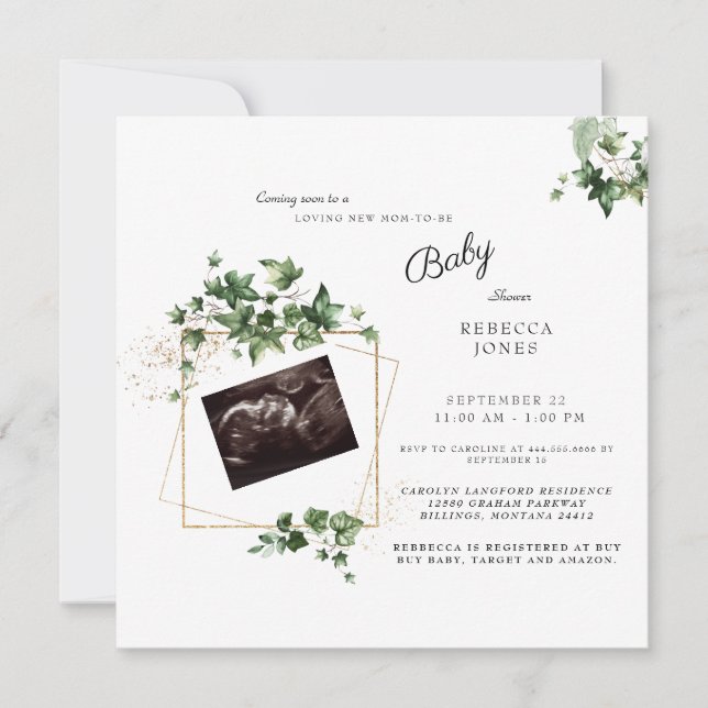 Invitación El ultrasonido llegará pronto a Baby Shower Square (Anverso)