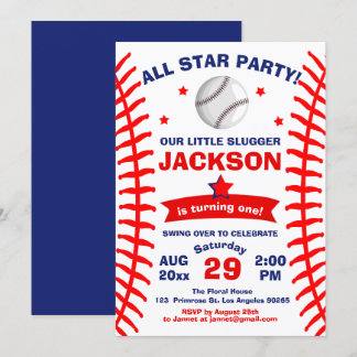 Invitación El un cumpleaños grande del muchacho del bateador