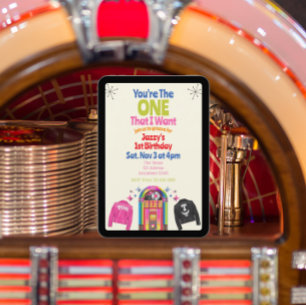 Invitación El ÚNICO que Quiero, Jukebox Años 50 1er Cumpleaño
