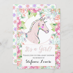 Invitación ¡El unicornio de ropas rosadas es un Chica!