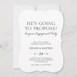 Invitación ¡Él va a pedir su mano!   Sorpresa de compromiso