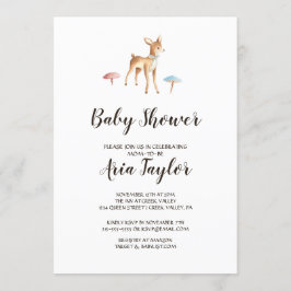 Invitación El venado acuarela de Baby Shower blanco