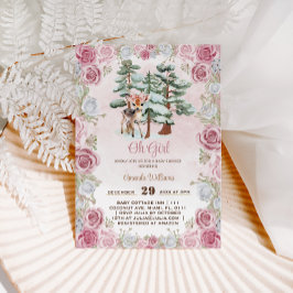 Invitación El venado de invierno Oh Chica Floral Baby Shower