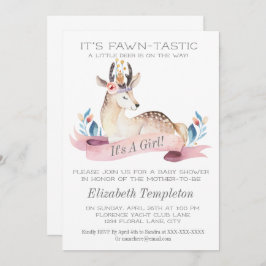 Invitación El venado fawntastic es un Baby Shower Chica