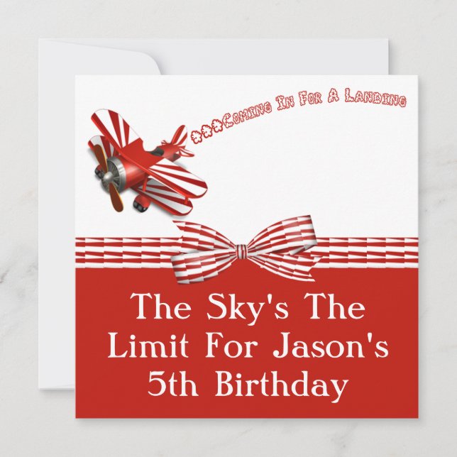 Invitación El venir adentro para el cumpleaños de aterrizaje (Anverso)