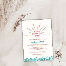 Invitación El verano de playa aquí viene el Baby Shower del h