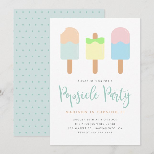 Invitación El verano dulce Pastel Popsicle Fiesta niños cumpl (Anverso / Reverso)
