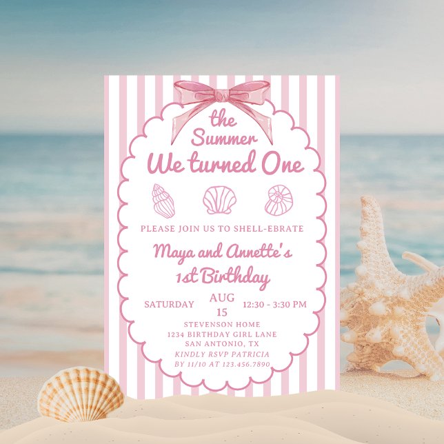 Invitación El verano en que cumplí un año Cumpleaños de gemel (Subido por el creador)