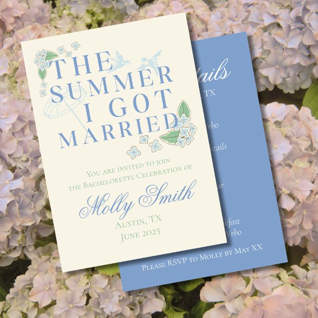 Invitación El verano en que me casé - Itinerario nupcial (The Summer I Got Married invite with coastal font – perfect for bachelorette or bridal celebrations!)