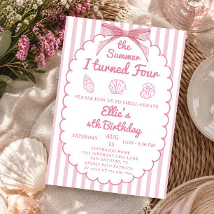Invitación El Verano Que Cumplí Cuatro Cumpleaños Costero Ros