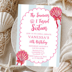 Invitación El verano que cumplí dieciséis Concha de cumpleaño