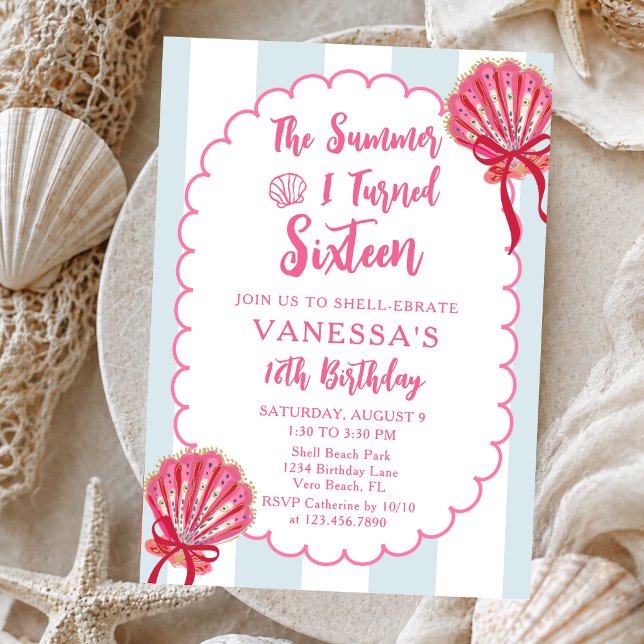 Invitación El verano que cumplí dieciséis Concha de cumpleaño (Subido por el creador)