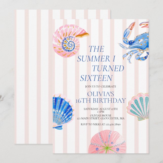 Invitación El verano que cumplí dieciséis Cumpleaños 16 (Anverso / Reverso)