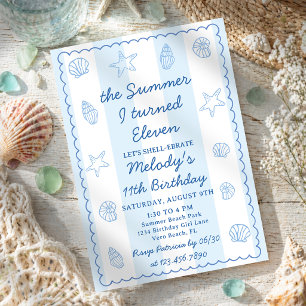 Invitación El verano que cumplí once Cumpleaños 11 con concha