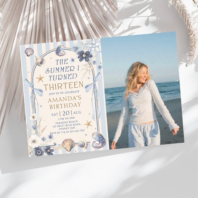 Invitación El verano que cumplí trece Cumpleaños costero (Subido por el creador)