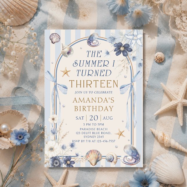 Invitación El verano que cumplí trece Cumpleaños costero (Subido por el creador)