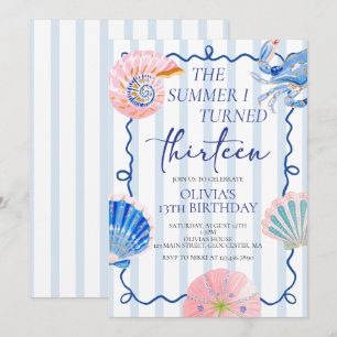 Invitación El verano que cumplí trece cumpleaños costero 13