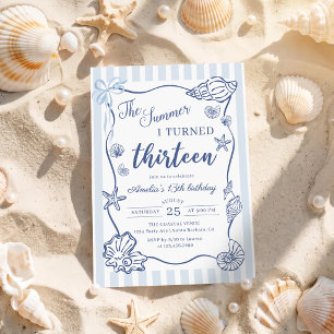 Invitación El verano que cumplí trece Cumpleaños costero 13