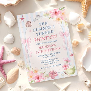 Invitación El verano que cumplí trece Cumpleaños de conchas m
