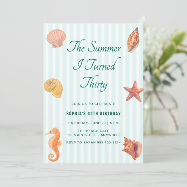 Invitación El verano que cumplí treinta Cumpleaños 30 (Anverso de pie)
