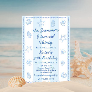 Invitación El verano que cumplí treinta Seashell Cumpleaños 3