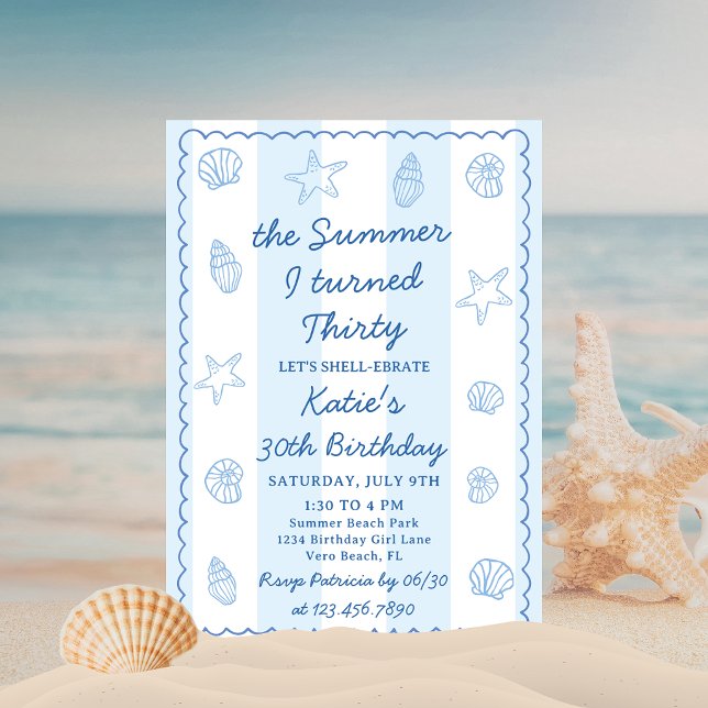 Invitación El verano que cumplí treinta Seashell Cumpleaños 3 (Subido por el creador)