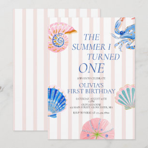 Invitación El verano que cumplí un año Cumpleaños costero