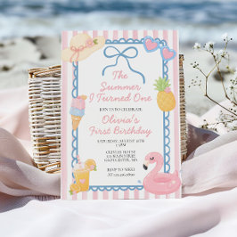 Invitación El verano que cumplí un año Playa costera cumpleañ