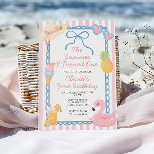 Invitación El verano que cumplí un año Playa costera cumpleañ