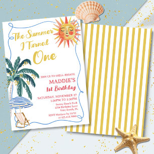 Invitación El verano que cumplí un sol tropical 1er cumpleaño