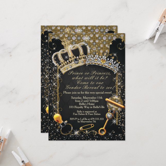 Invitación El verdadero príncipe o princesa revela el sexo (Anverso/Reverso In Situ)