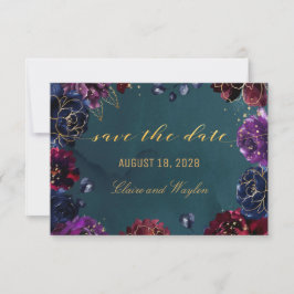 Invitación El verde azulado burdeos Amethyst Jewel Tone Save 