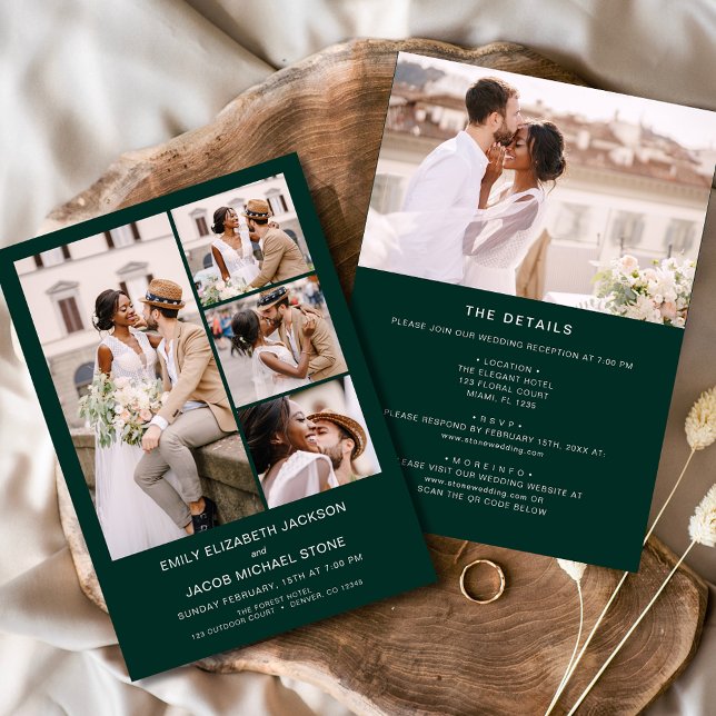 Invitación El verde esmeralda en un Boda fotográfico Minimali (Subido por el creador)