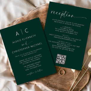 Invitación El verde esmeralda todo en un código QR Boda