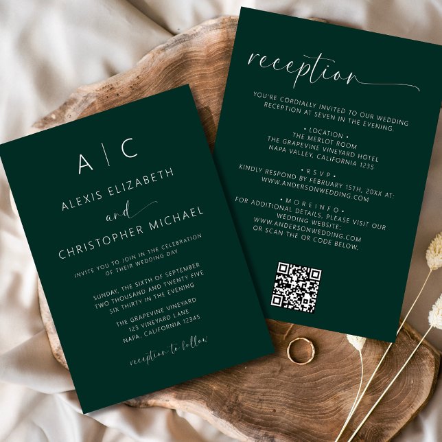 Invitación El verde esmeralda todo en un código QR Boda (Subido por el creador)