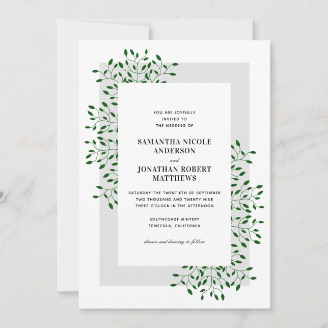 Invitación El verde esmeralda vierte una elegante boda (Anverso)