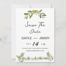 Invitación El verde oliva moderno salva la fecha