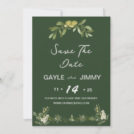 Invitación El verde oliva moderno salva la fecha