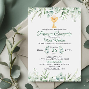 Invitación El verde puro deja a la primera comunión española