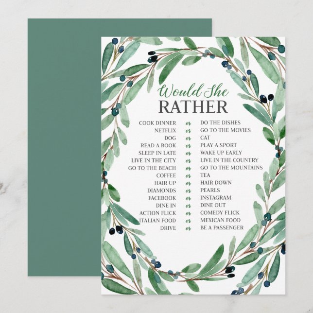 Invitación El verdor agraciado nupcial ella carda bastante (Anverso / Reverso)