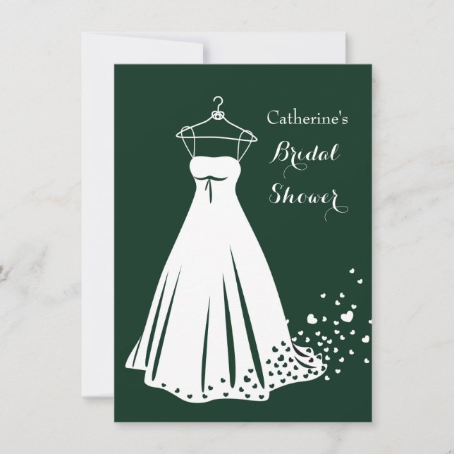Invitación El vestido de boda, corazones en ducha nupcial (Anverso)